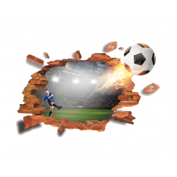 Sticker decorativ , Gaura in perete, fotbal 88 cm, 82STK