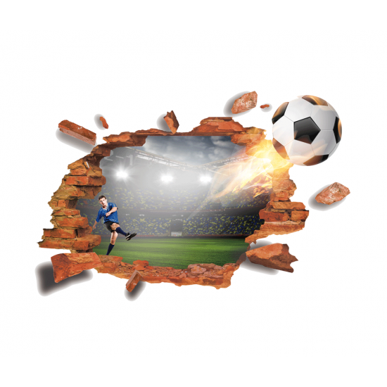 Sticker decorativ , Gaura in perete, fotbal 88 cm, 82STK