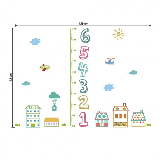Sticker decorativ, Masuratoare cu animalute 125 cm, 142STK Sticker decorativ, Masuratoare cu animalute 125 cm, 142STK