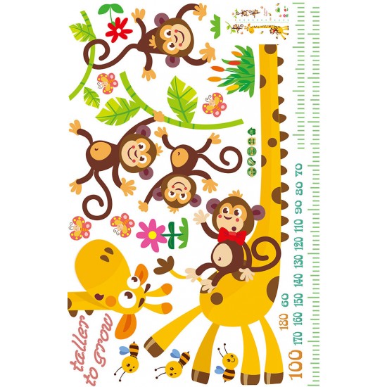 Sticker decorativ Masuratoare cu animalute,galben 145 cm, 54STK Sticker decorativ Masuratoare cu animalute,galben 145 cm, 54STK