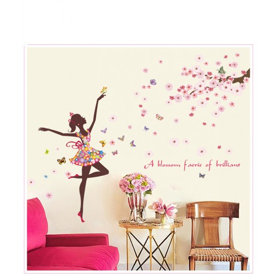 Sticker decorativ, Printesa cu fluturi, 140 cm, 721STK