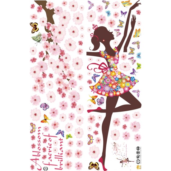 Sticker decorativ, Printesa cu fluturi, 140 cm, 721STK