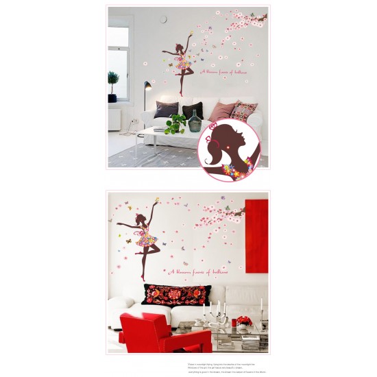 Sticker decorativ, Printesa cu fluturi, 140 cm, 721STK