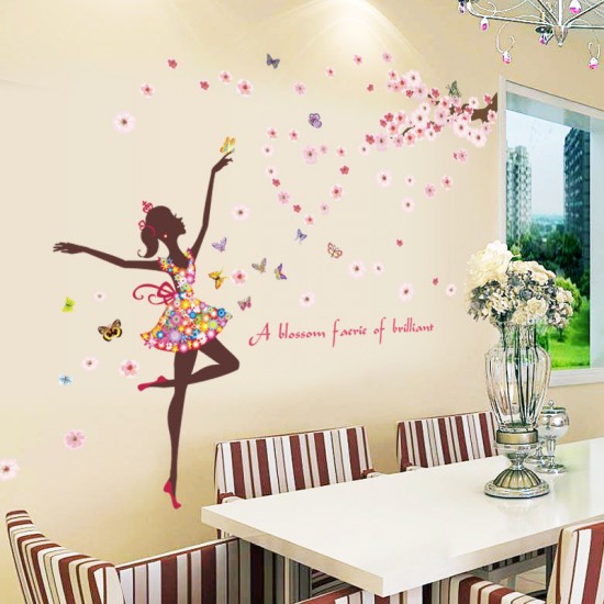 Sticker decorativ, Printesa cu fluturi, 140 cm, 721STK