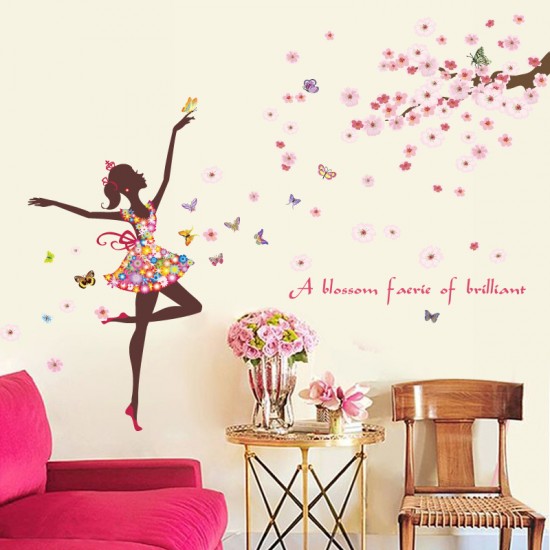 Sticker decorativ, Printesa cu fluturi, 140 cm, 721STK