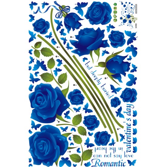 Sticker decorativ, Trandafiri albastrii 147 cm, 129STK