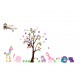 Sticker decorativ, copacel cu animalute 180 cm, 57STK