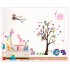 Sticker decorativ, copacel cu animalute 180 cm, 57STK