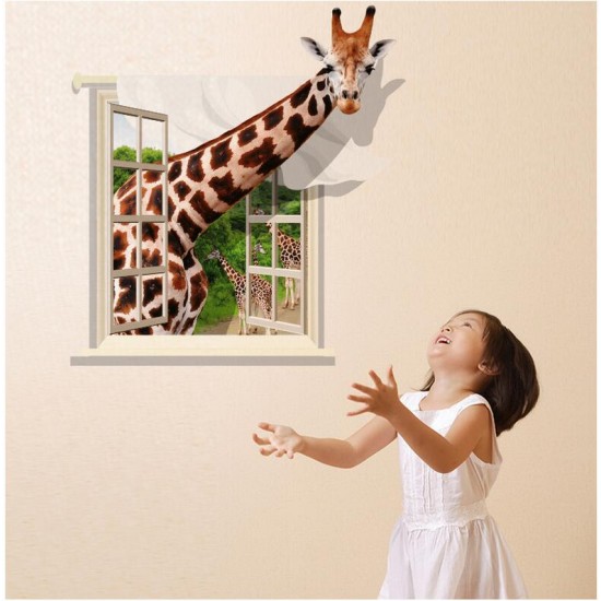 Sticker decorativ, fereastra cu girafa 79 cm, 58STK