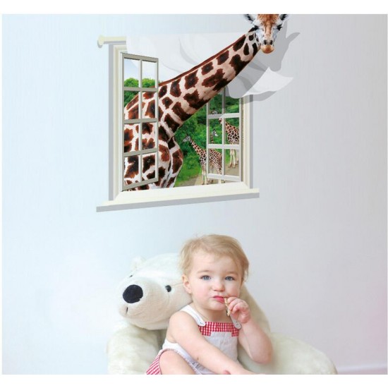 Sticker decorativ, fereastra cu girafa 79 cm, 58STK