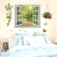 Sticker decorativ, fereastra deschisa spre padure 107 cm, 63STK Sticker decorativ, fereastra deschisa spre padure 107 cm, 63STK