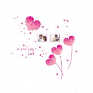Sticker decorativ, flori roz in forma de inima cu 2 rame foto, 185 cm, 92STK Sticker decorativ, flori roz in forma de inima cu 2 rame foto, 185 cm, 92STK