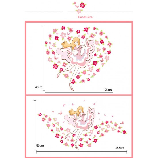 Sticker decorativ,  girls, flowers 155 cm, 64STK