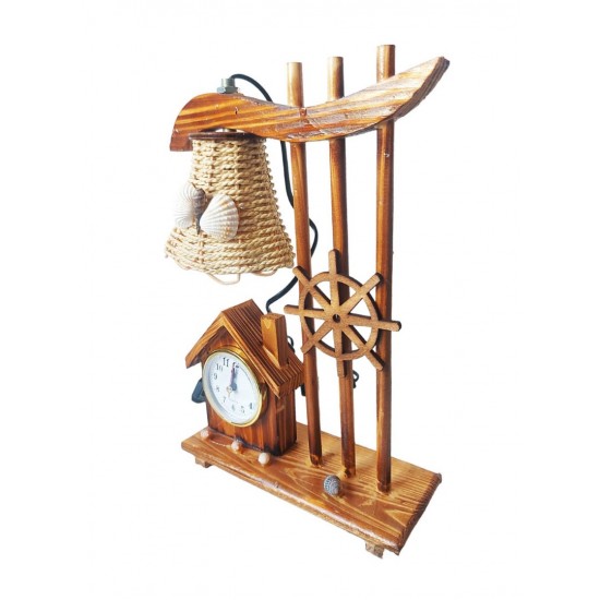 Veioza in forma de casuta cu ceas, soclu E14, 40W, 29 cm, VX8