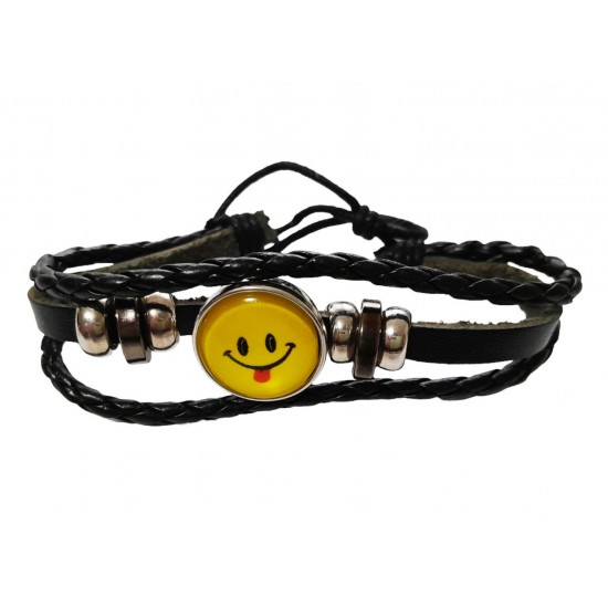 Bratara din piele ecologica, Emoticon, 123BJ