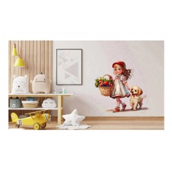 Sticker decorativ, Fetita si Catelul, Multicolor, 63 cm, 1294STK-4