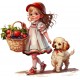 Sticker decorativ, Fetita si Catelul, Multicolor, 63 cm, 1294STK-4