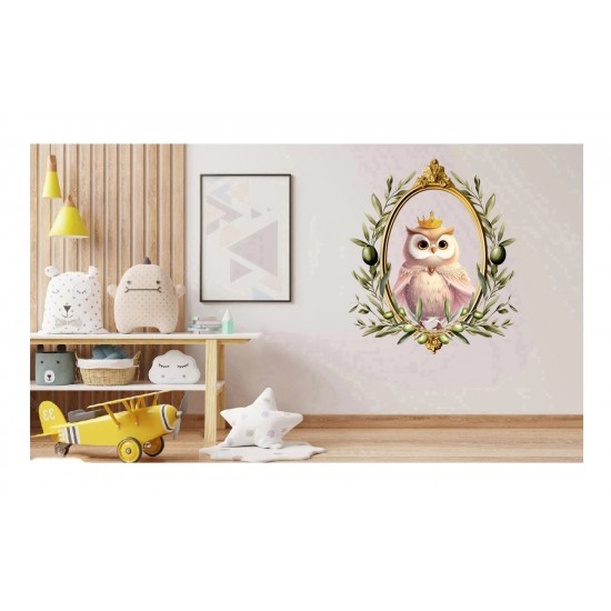 Sticker decorativ, Bufnita, Roz, 72 cm, 1295STK-1