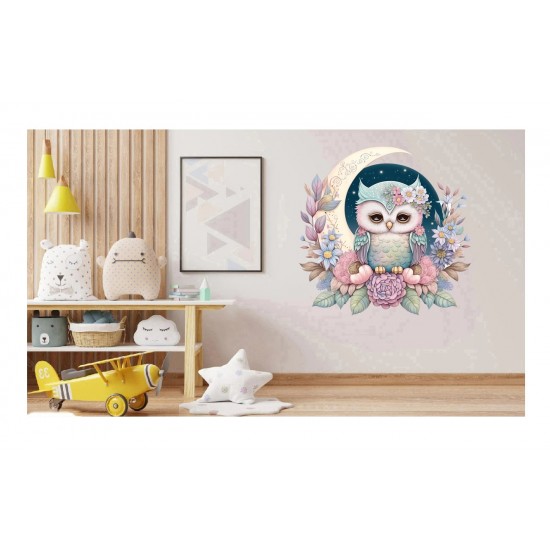Sticker decorativ, Bufnita, Multicolor, 60 cm, 1296STK-1