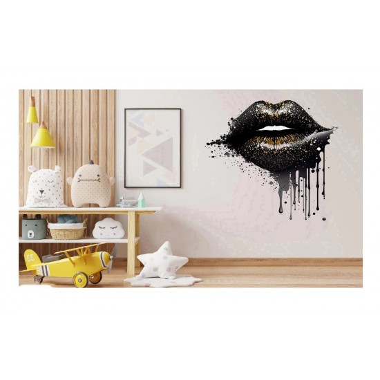 Sticker decorativ, Buze, Negru, 62 cm, 1301STK-5