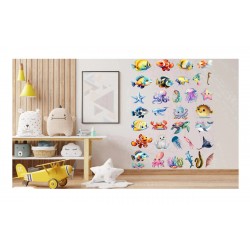Sticker decorativ Animale Marine, Waterproof 90x60 cm, 1305STK