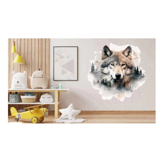 Sticker decorativ, Lup, Gri, 65 cm, 1307STK-5 Sticker decorativ, Lup, Gri, 65 cm, 1307STK-5