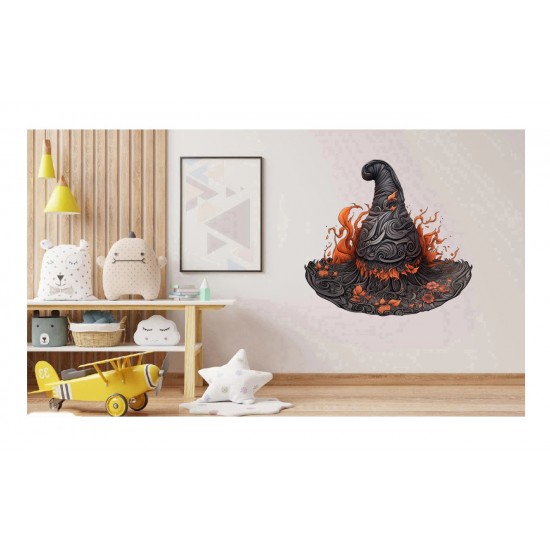 Sticker decorativ, Halloween- Palarie, Negru, 62 cm, 1308STK-2