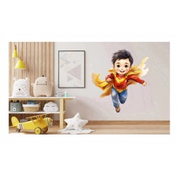 Sticker decorativ Baiat Supererou, Galben, 61 cm, 1309STK-12 Sticker decorativ Baiat Supererou, Galben, 61 cm, 1309STK-12