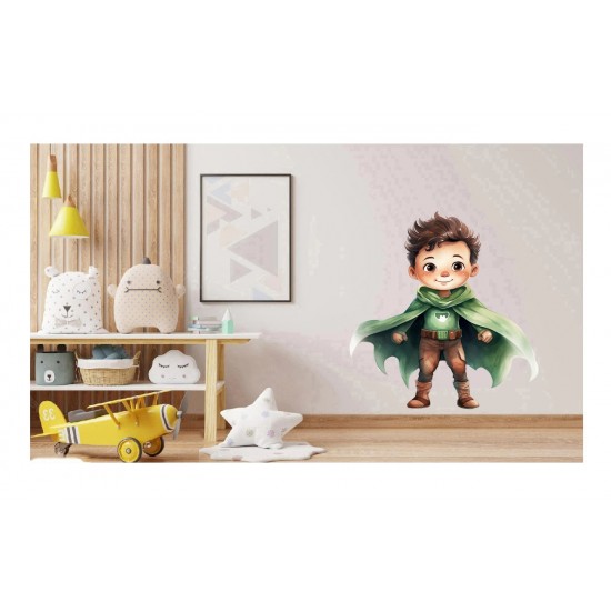 Sticker decorativ Baiat Supererou, Verde, 61 cm, 1309STK-3