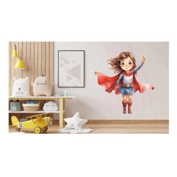 Sticker decorativ Fata Supererou, Rosu, 60 cm, 1310STK-3 Sticker decorativ Fata Supererou, Rosu, 60 cm, 1310STK-3