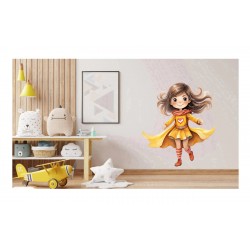 Sticker decorativ Fata Supererou, Galben, 63 cm, 1310STK-4 Sticker decorativ Fata Supererou, Galben, 63 cm, 1310STK-4