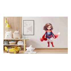 Sticker decorativ Fata Supererou, Rosu, 78 cm, 1310STK-6 Sticker decorativ Fata Supererou, Rosu, 78 cm, 1310STK-6