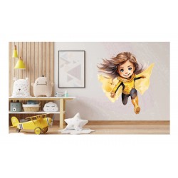 Sticker decorativ Fata Supererou, Galben, 60 cm, 1310STK-7 Sticker decorativ Fata Supererou, Galben, 60 cm, 1310STK-7
