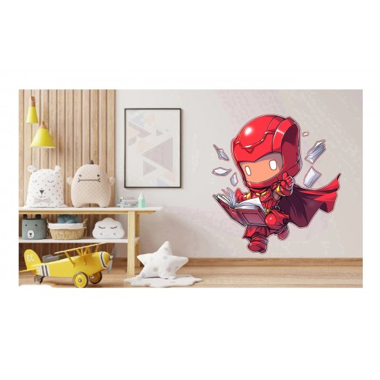 Sticker decorativ Baiat Supererou, Rosu, 62 cm, 1311STK-3