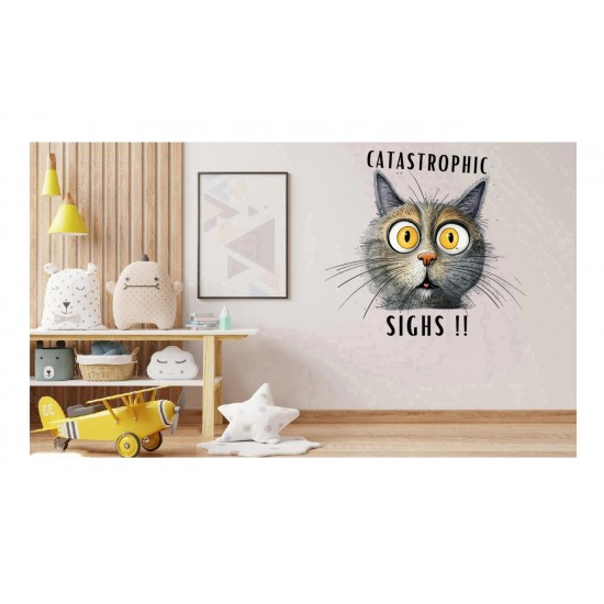 Sticker decorativ Pisica, Gri, 62 cm, 1313STK-7