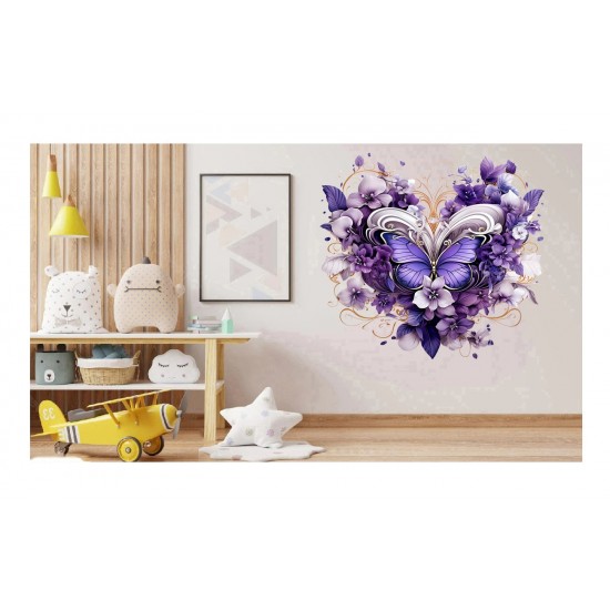 Sticker decorativ Fluture, Mov, 61 cm, 1316STK-2