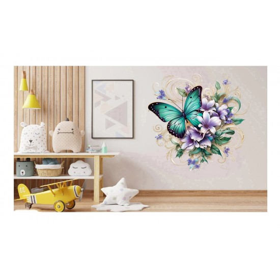 Sticker decorativ Fluture, Verde, 63 cm, 1316STK-4