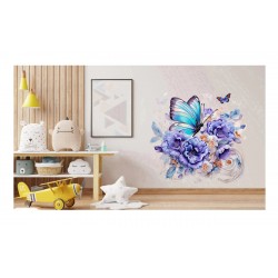 Sticker decorativ Fluture, Albastru, 62 cm, 1316STK-5