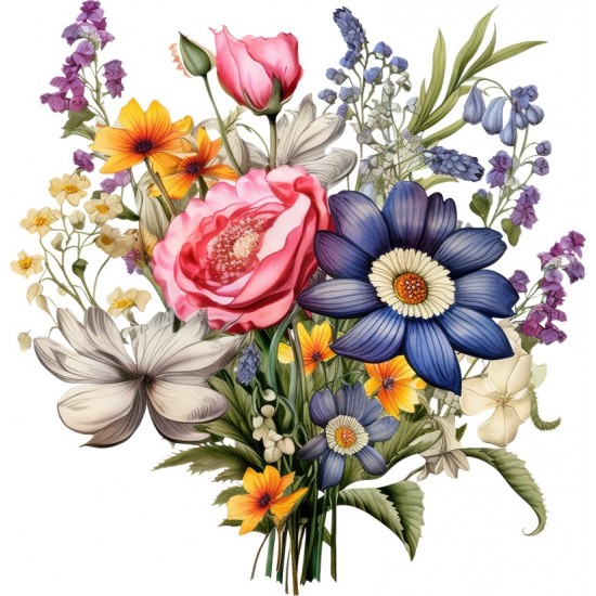 Sticker decorativ, Flori Salbatice, Multicolor, 62 cm, 1319STK-10