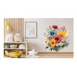 Sticker decorativ, Flori Salbatice, Galben, 60 cm, 1319STK-6 Sticker decorativ, Flori Salbatice, Galben, 60 cm, 1319STK-6