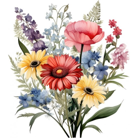 Sticker decorativ, Flori Salbatice, Rosu, 68 cm, 1319STK-7