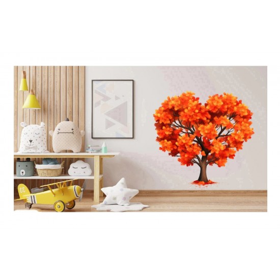 Sticker decorativ, Copac, Portocaliu, 63 cm, 1320STK-1