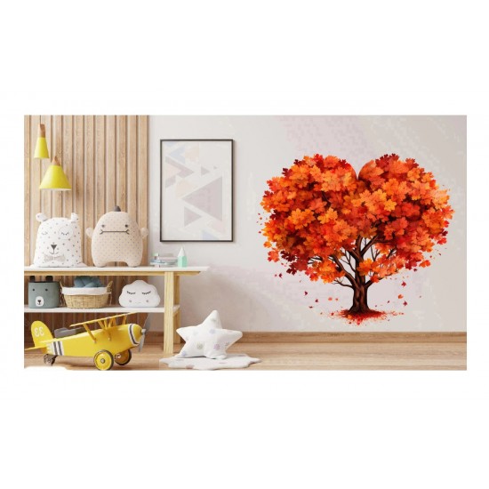 Sticker decorativ, Copac, Portocaliu, 65 cm, 1320STK-2