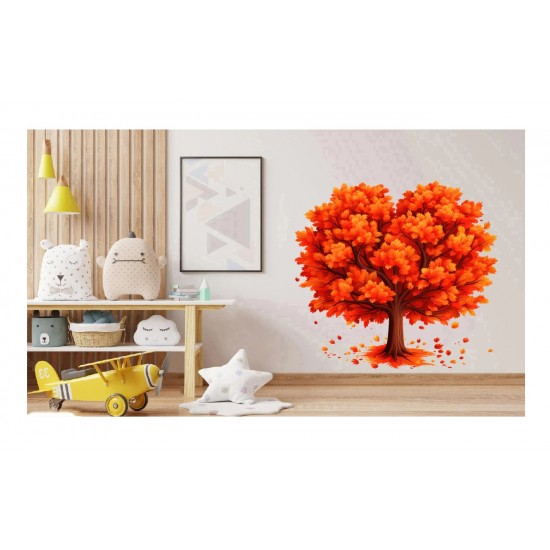 Sticker decorativ, Copac, Portocaliu, 60 cm, 1320STK-4