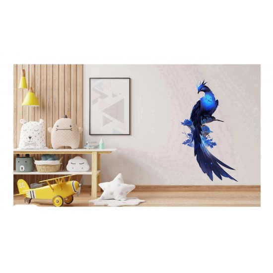 Sticker decorativ, Pasarea Phoenix, Albastru, 90 cm, 1323STK-4