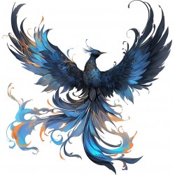 Sticker decorativ, Pasarea Phoenix, Turcoaz, 61 cm, 1323STK-6