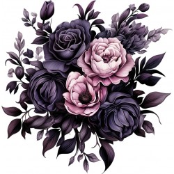 Sticker decorativ, Flori, Negru, 61 cm, 1325STK-8