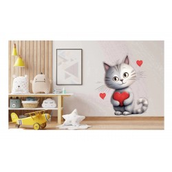 Sticker decorativ, Pisica, Alb, 65 cm, 1326STK-2