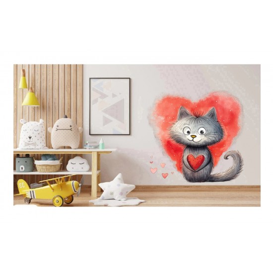 Sticker decorativ, Pisica, Rosu, 60 cm, 1326STK-6 Sticker decorativ, Pisica, Rosu, 60 cm, 1326STK-6