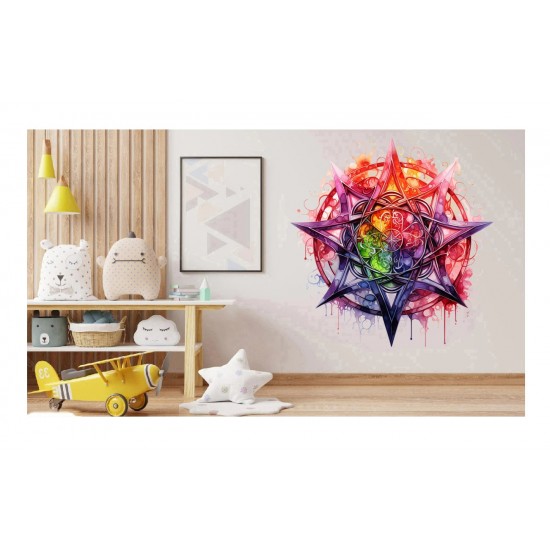 Sticker decorativ, Stea, Multicolor, 61 cm, 1328STK-1 Sticker decorativ, Stea, Multicolor, 61 cm, 1328STK-1
